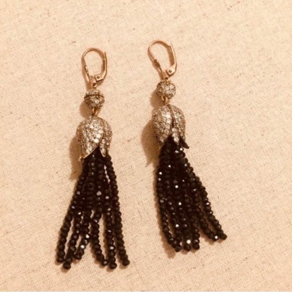 Grand Bazaar | Earrings | Drop Onyx & Cubic Zirconia - Picture 3 of 5
